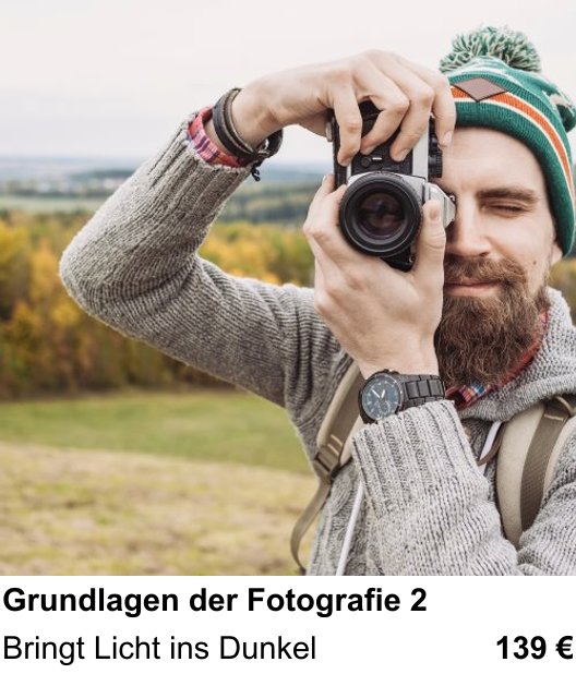 Fotokurs Graz – Kamera-Fortsetzungskurs mit Schwerpunkt Bringt Licht ins Dunkel