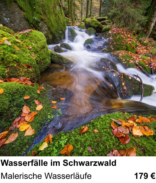 Lichtstarker Fotoworkshop rund um Wasserfälle im Schwarzwald: Malerische Wasserläufe